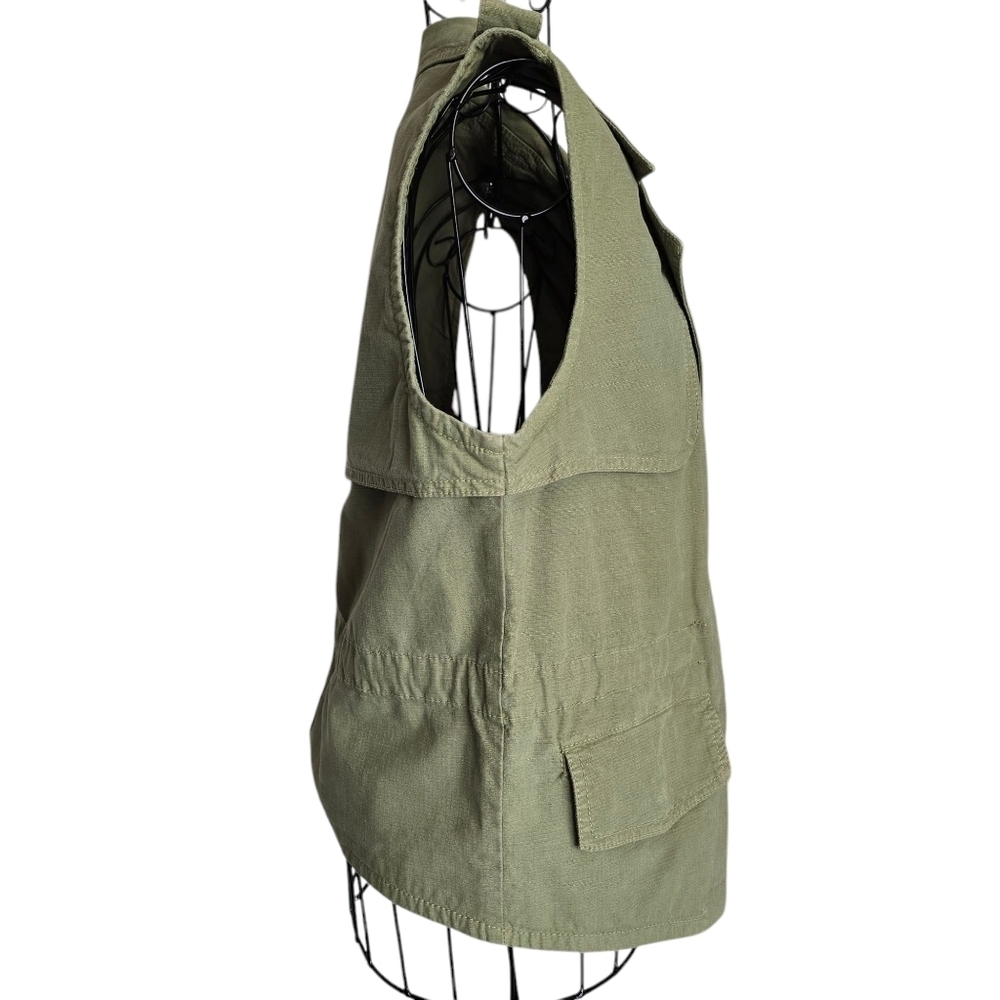 🔥Madewell Green Modern Safari Utility Vest, Asymmetrical Zip A5049, Size S - Picture 6 of 10
